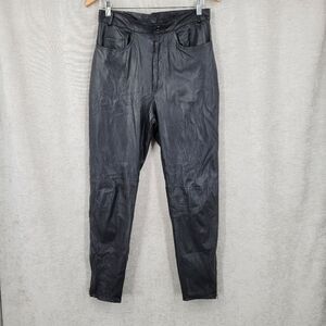 Verducci Vintage 80s Black Leather Pants High Rise Ankle Zippers